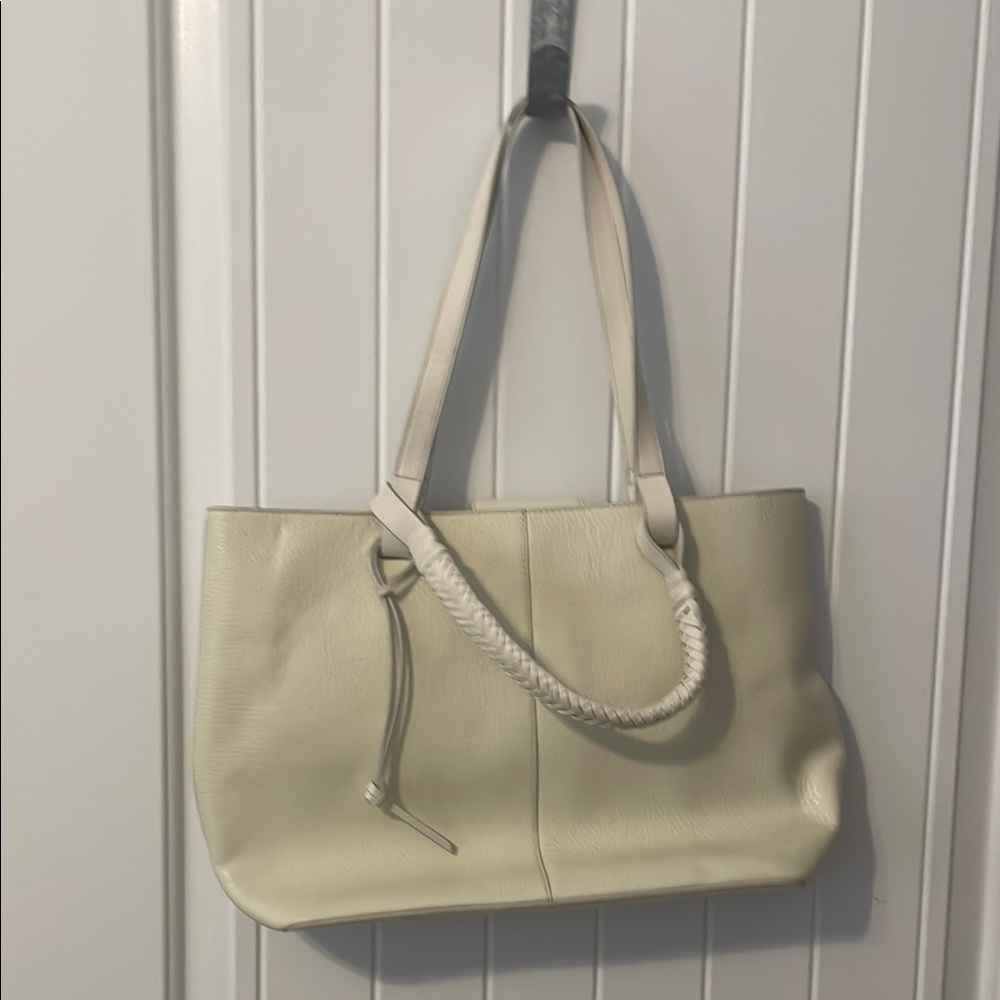 Cream Textured Tote with Medium Handles